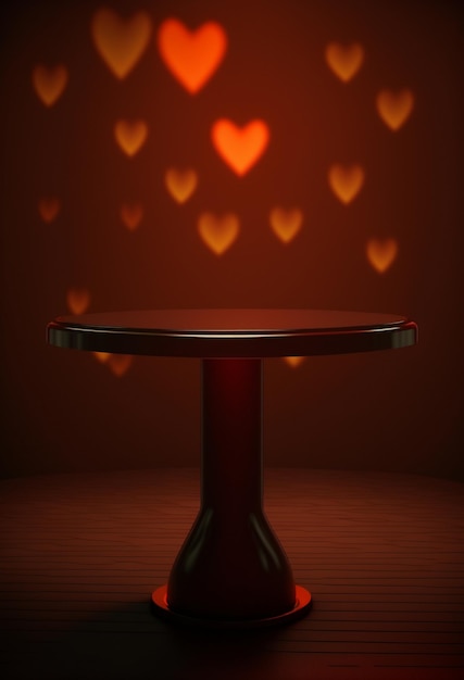 Podium for product advertisement or restaurant menus with valentines day background