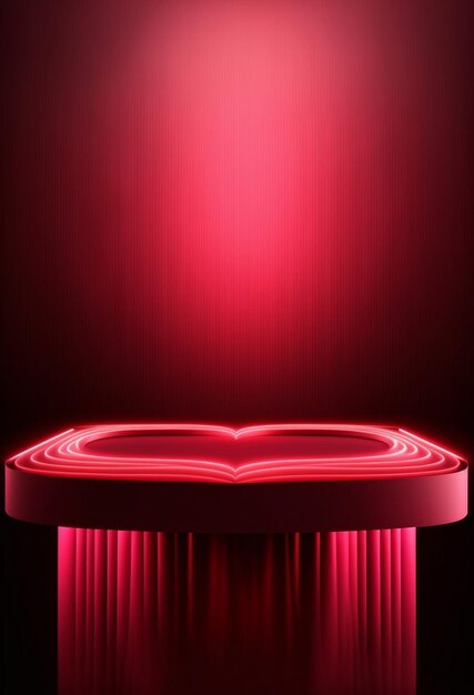 Podium for product advertisement or restaurant menus with valentines day background