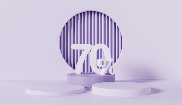 紫色の背景で表彰台の製品ディスプレイが 70% オフ