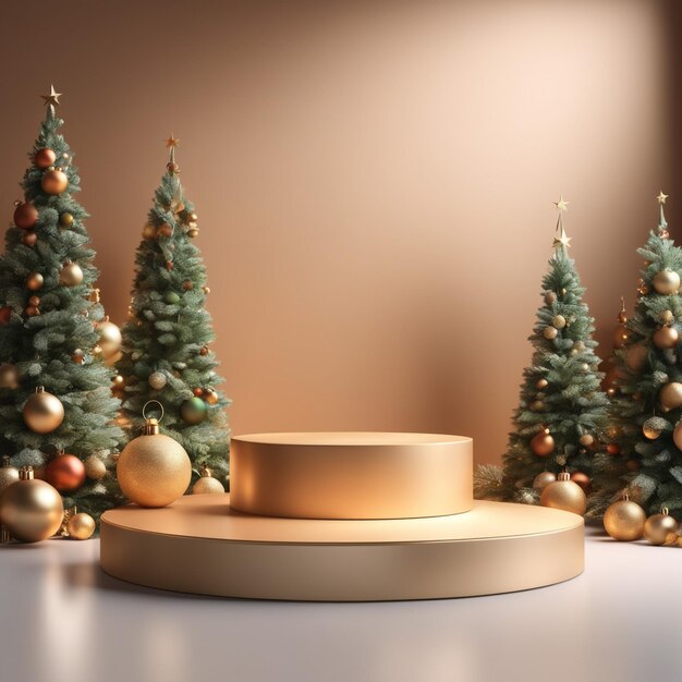 podium for product display Christmas background Christmas tree Christmas gift Podium Christmas