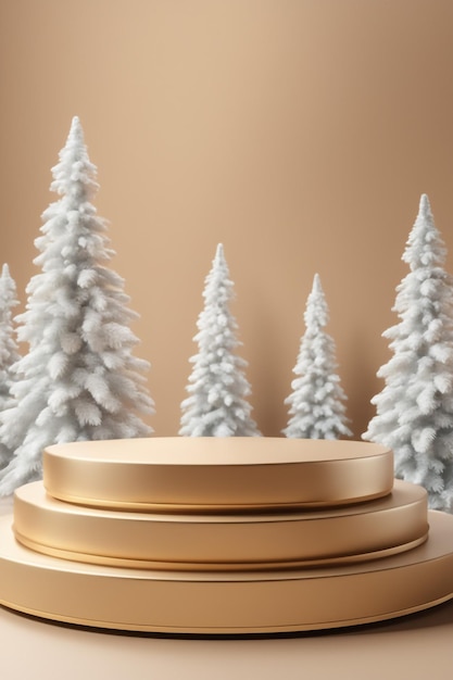 podium for product display Christmas background Christmas tree Christmas gift Podium Christmas