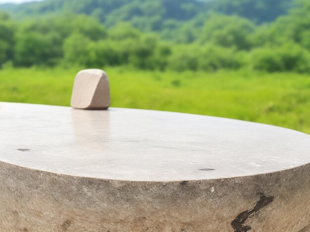 Podium for product display with nature blur background