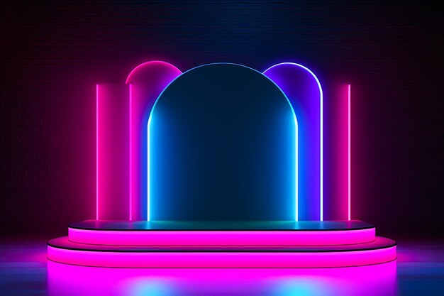 podium for product neon light backgrounds studio