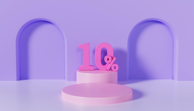 Podium Product Showcase 10 Percent Off with on Purple Background