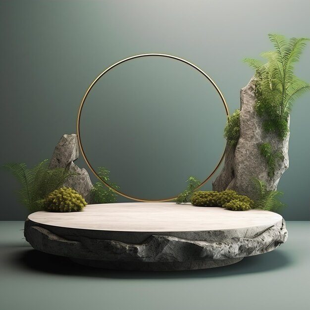 podium on rock platform 3D