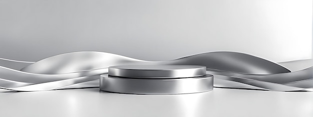 Подиум с серебряной металлической платформой 3D сценический пьедестал фоновый продукт Подиум изолированный металл