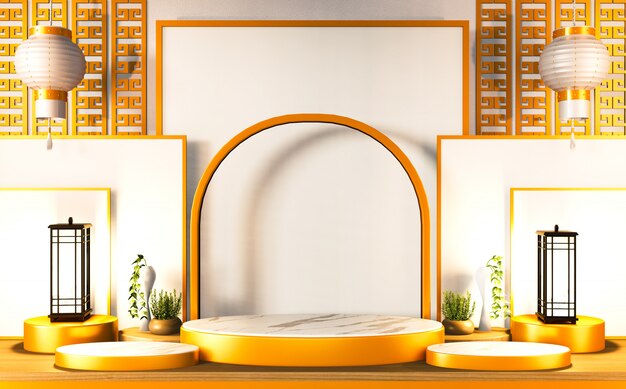 Podium - Sokkel voor traditionele Japanse producten. 3D decoratie