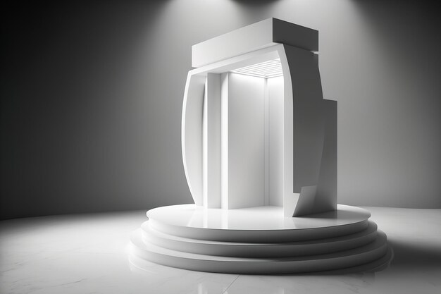 Photo a podium or stage with a white futuristic background