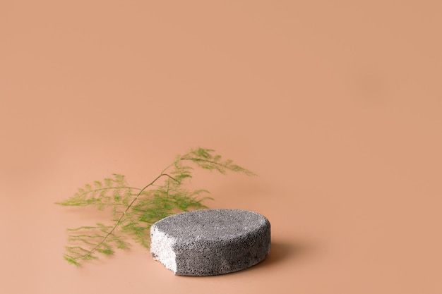 Podium stone empty on brown background