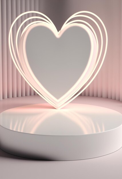 Podium for valentine day product advertisement or restaurant menus with beautiful valentine day background