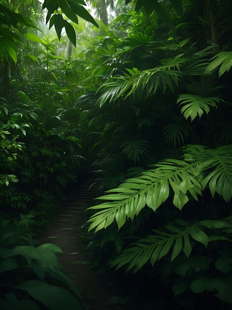 Foto podium voetstuk in tropisch bos tuin groene plant natuur en biologische cosmetica en voedsel presentatie thema natuurlijk product presenteer plaatsing display in zwart natuurlijk thema generatieve ai