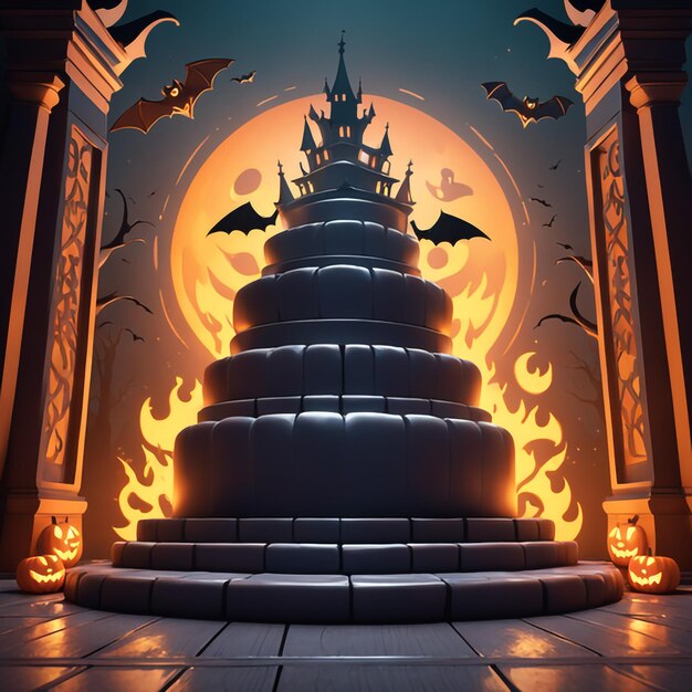 Podium voor productvertoning halloween achtergrond halloween met rook op achtergrond