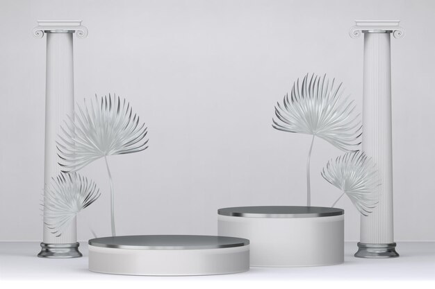 Podium wit voor cosmetisch product op witte achtergrond 3D-rendering