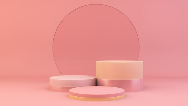 Podium with pink glass circle