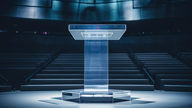 Photo podium with sharp edges and serene indigo backdrop for accessories