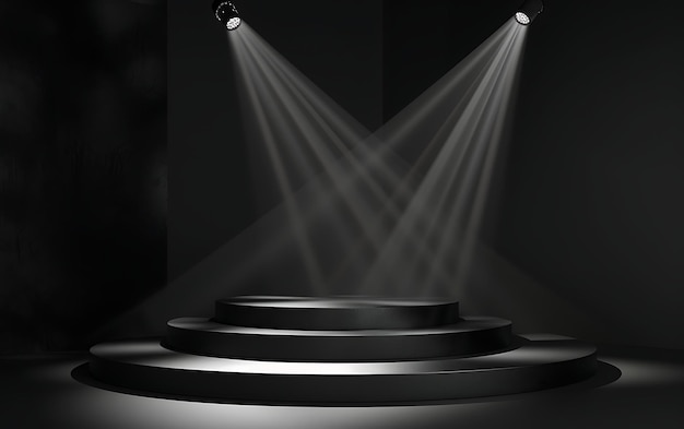 a podium with a spotlight on it and a spotlight on it