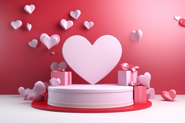 Podium with valentines theme background festival valentines day generative ai