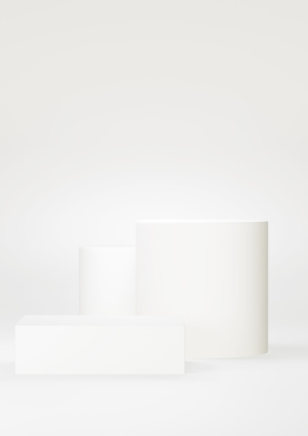 Podium witte abstracte achtergrond. Geometrische vorm. witte pastelkleurenscène. Minimale 3D-weergave. Scène met geometrische achtergrond. 3D render