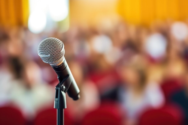 Foto podiumklare microfoon perfect voor talkshows, stand-ups en conferenties een dynamische spreker is essentieel