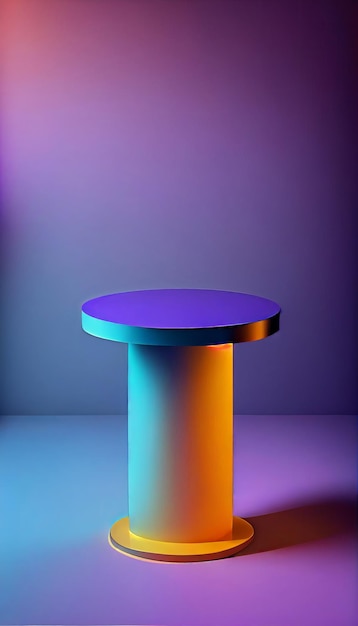 PodiumTable 3D render achtergrond voor producten overlay Neonkleuren AI generatief