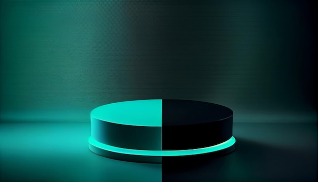 PodiumTable 3D render background for products overlay Neon colors AI generative