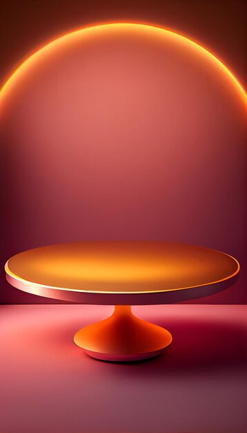 PodiumTable 3D render background for products overlay Neon colors AI generative