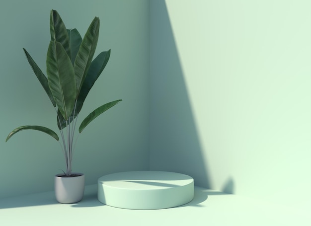 Podiumvertoningsscène voor cosmetisch product en pakket, 3d render.