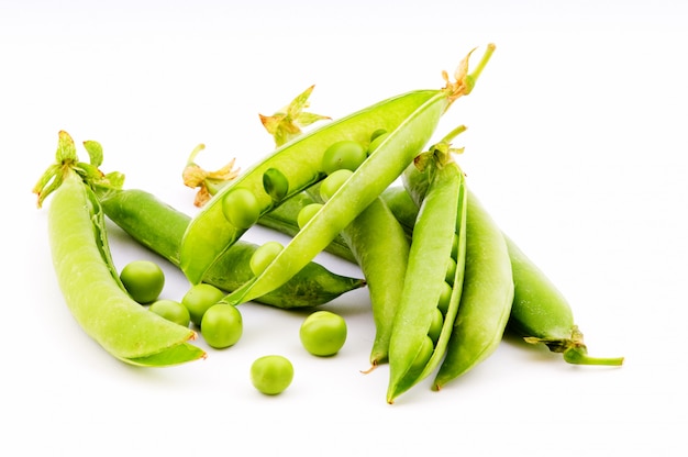 Pods of fresh green peas