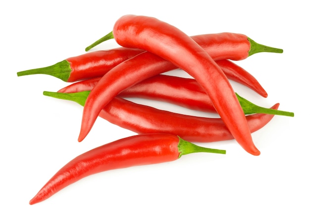 Pods of red hot chili pepper isolated