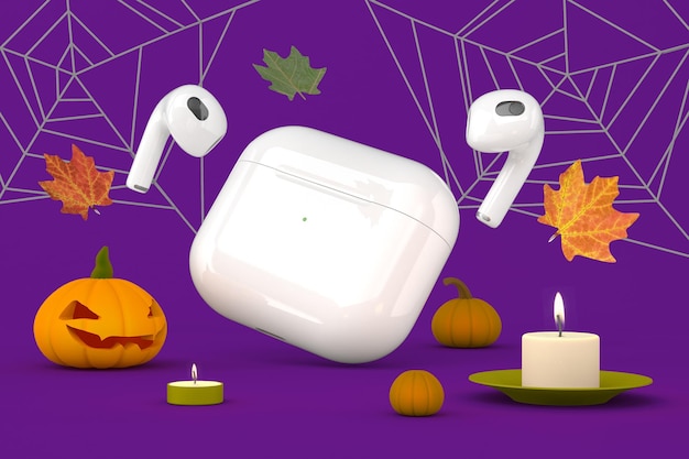 Pods right side in halloween themed background