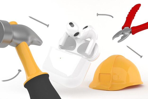 Pods With Tools Right Side In White Background