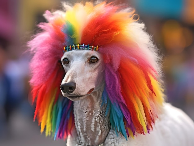 Poedelhond in pride-parade Concept van LGBTQ-trots AI gegenereerd