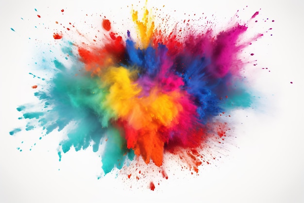 Poeder kleur splash Verf in ronde rand Banner kaartsjabloon Happy Holi Generatieve Ai