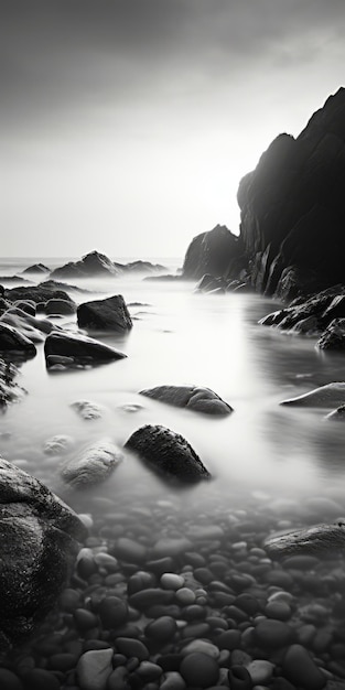 Poetic Black And White Aerial Photography Of A Tranquil Winter Beach