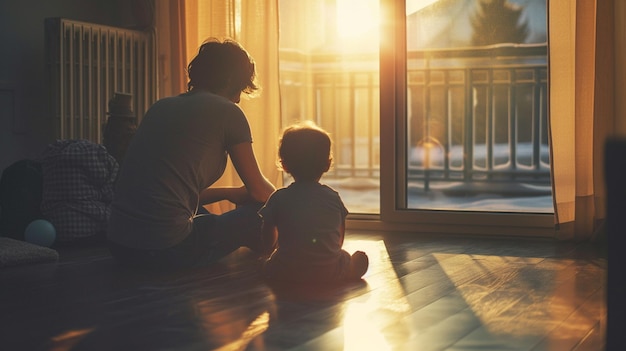 A poignant image of a single parent spending time with their child highlighting the challenges and strength in single parenting postseparation Divorce and Separation concept