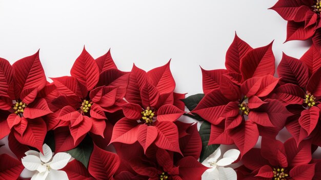 Photo poinsettia flowers with copy space