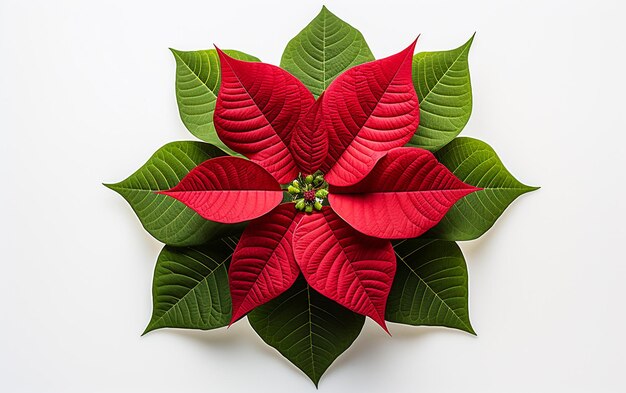 Poinsettia Leaf on a White Surface