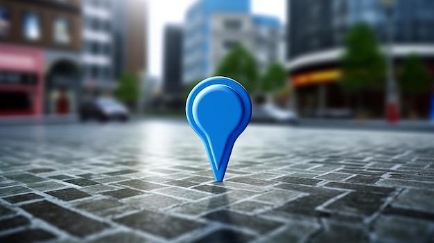 Point with gps navigation icon on blur traffic road abstract background