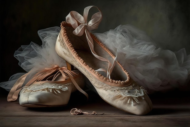 Pointe-schoenen balletschoenen lintboog op pointe-schoenenprestaties in het theater