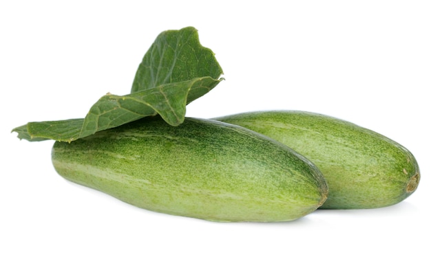 Pointed gourd with leaf over white background