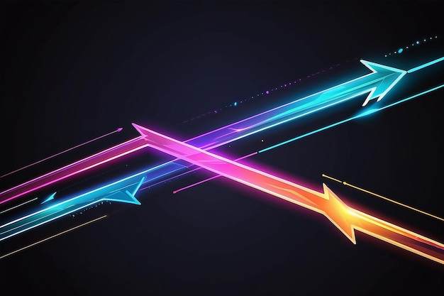 Pointing arrow glow lines direction abstract background with copy space