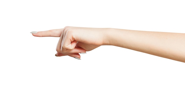 Женская рука, указывающая на белый цвет