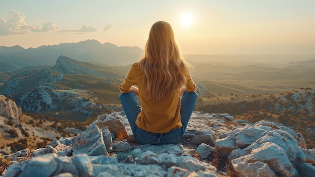 Poised and graceful a young woman gazes out at the endless expanse of the ocean her spirit uplif