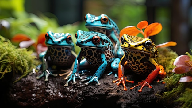 Photo poison dart frogs in amazon