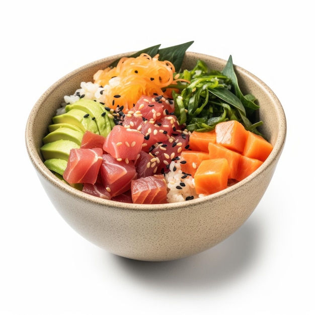 Photo poke bowl isolated illustration ai generative