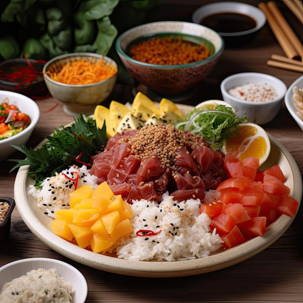 Poké bowl met gezond eten