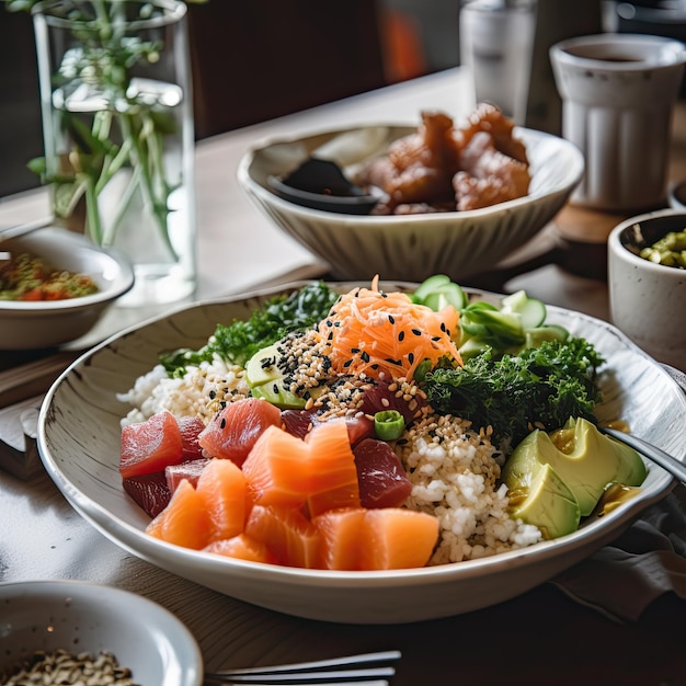 Poké bowl met gezond eten