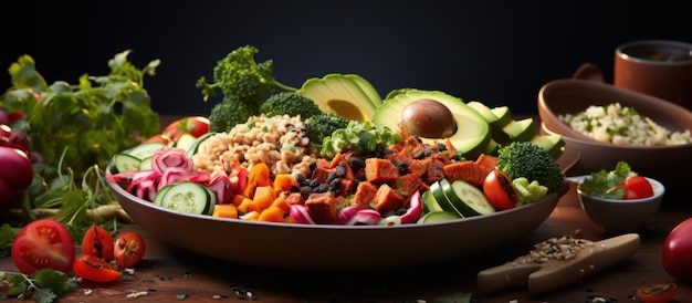 Photo poke bowl salad with buckwheat