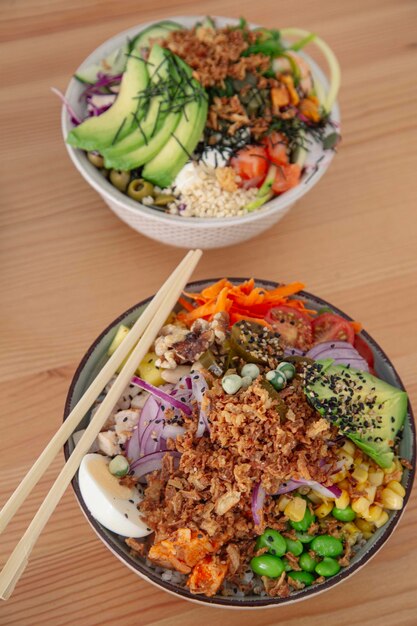 Poké bowl voor bij groenten