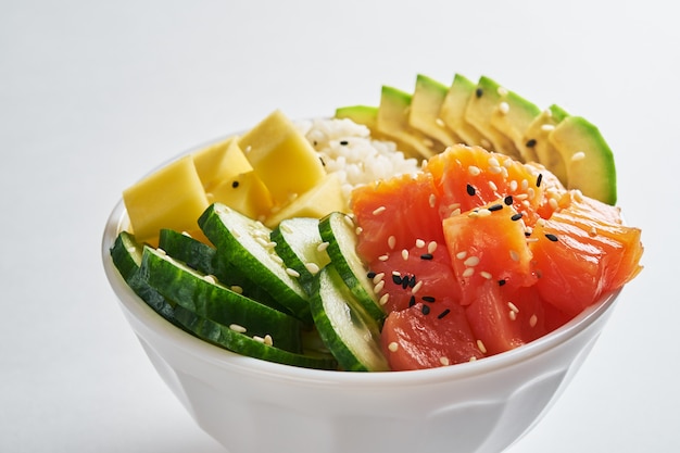 Poke bowl with salmon